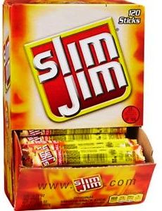 3 Red Enamel Metal Ashtrays Promo Slim Jim Meat Snacks  about 4.25” X 5” Vtg 