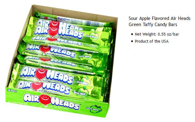 Airheads Sour Apple Candy Taffy 36ct box