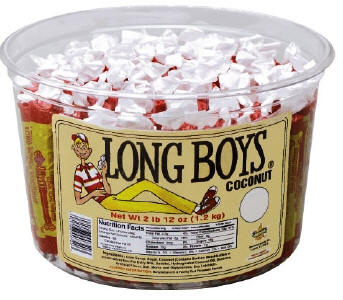 Long Boys Coconut Caramel Candy Tub 130ct