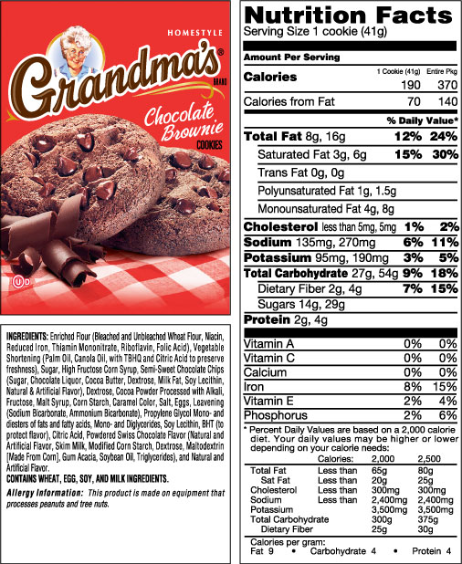 Grandma's Chocolate Brownie Homestyle Cookies 2 cookies per pack 2.5oz Cookies