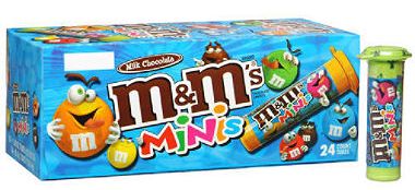 M & M Mini Candy 24 tubes per display box